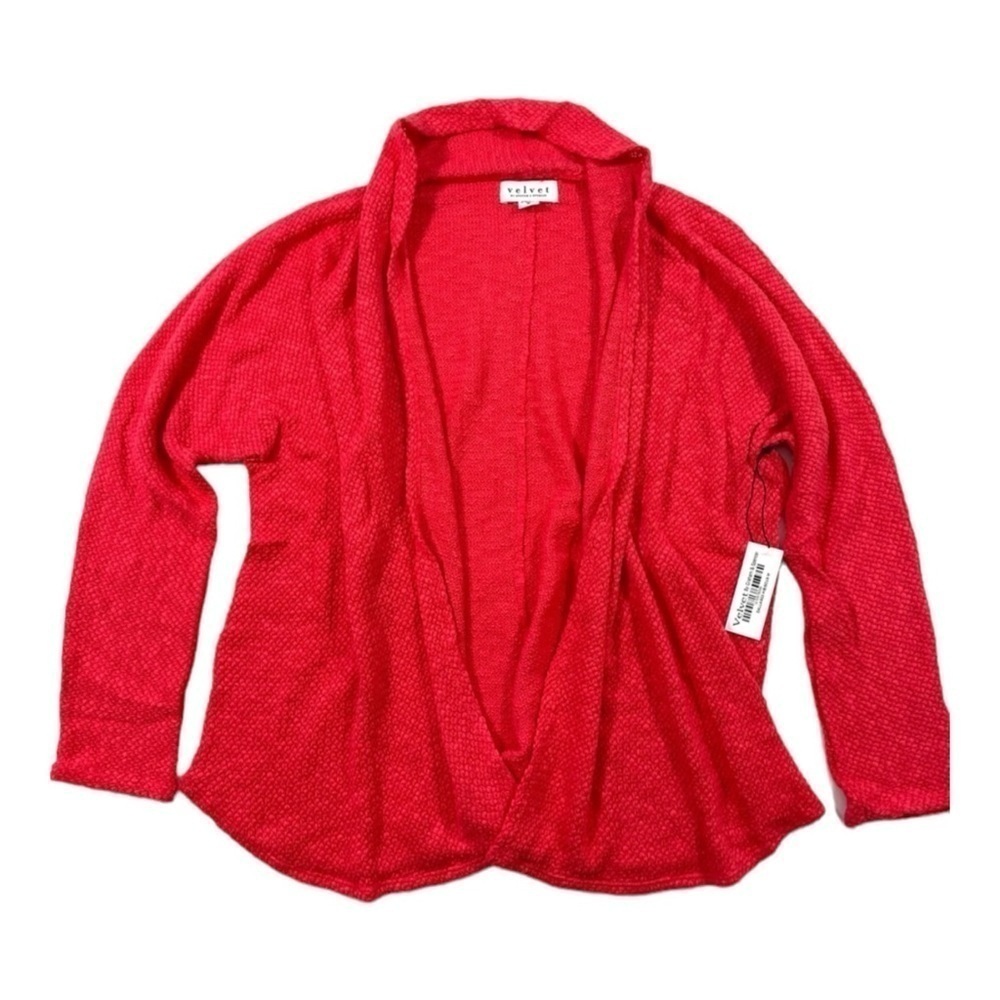 Velvet by Graham and Spencer Dallas Open Front Cardigan in Hibiscus NWT